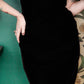 1960s Topaz Black Velvet Cocktail Dress