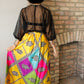 1960s colorful silk maxi skirt 