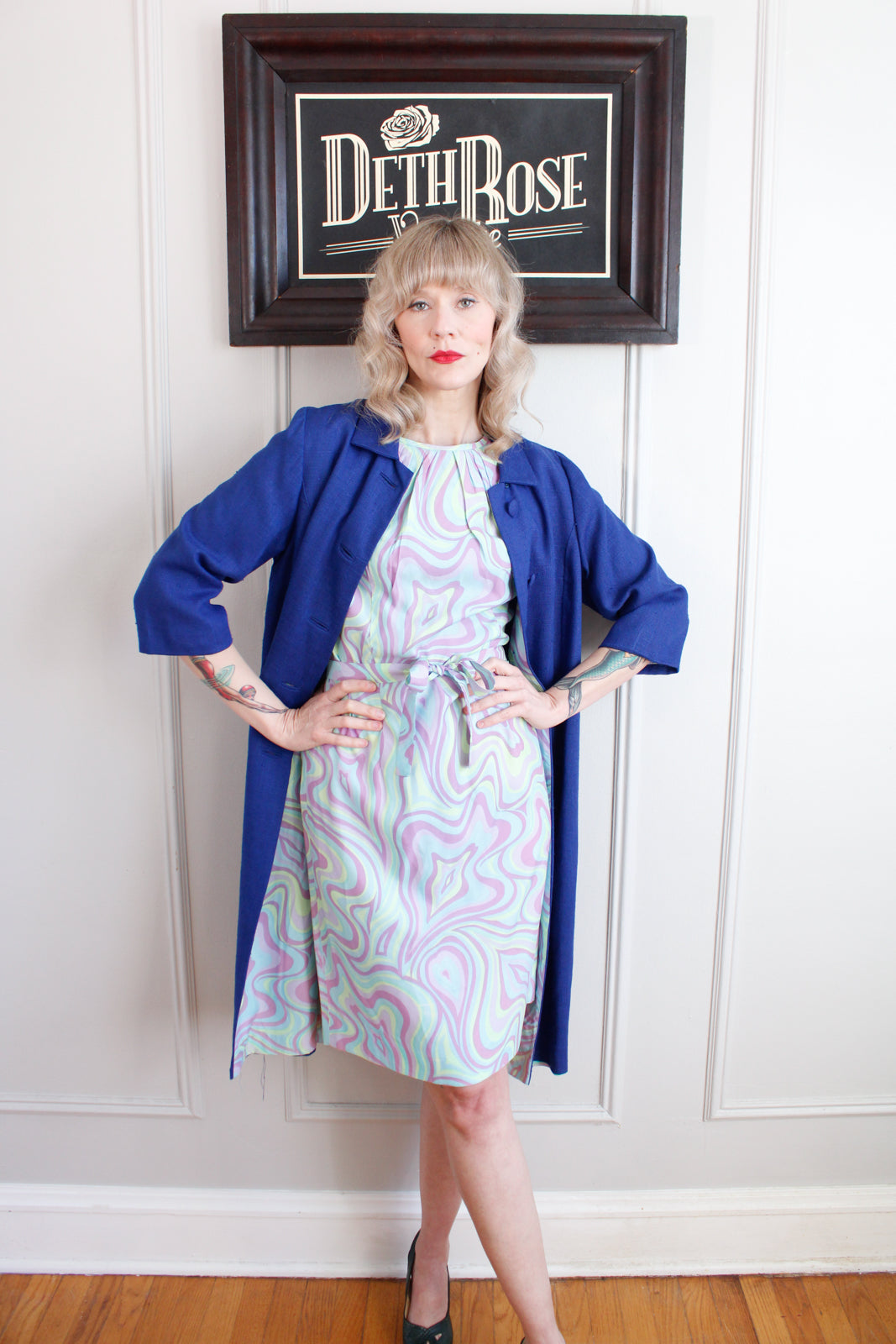 1960s Roberta Lee Sheath Dress & Linen Jacket - Medium