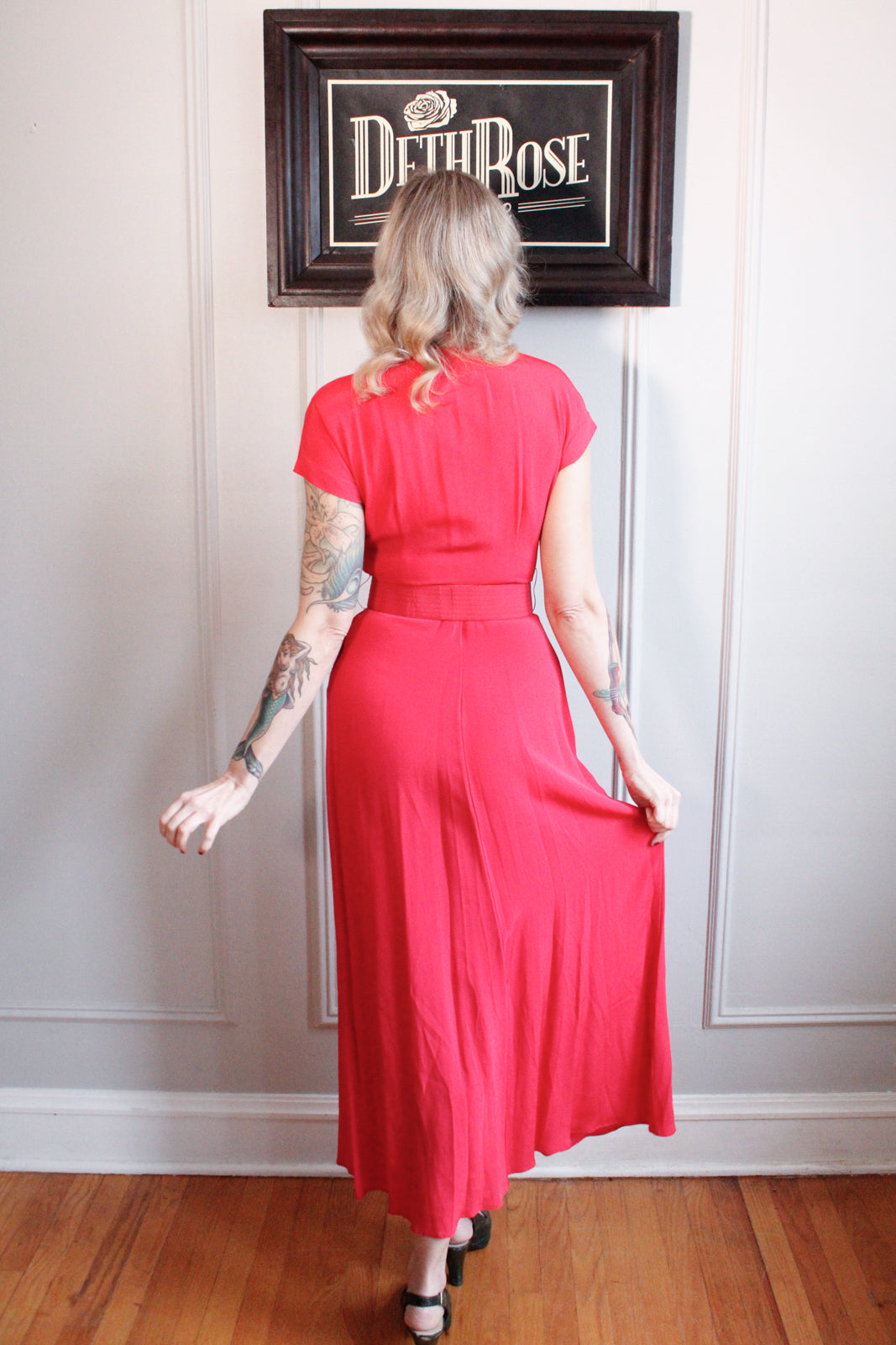 1940s Bright Pink Starburst Gown - Xsmall
