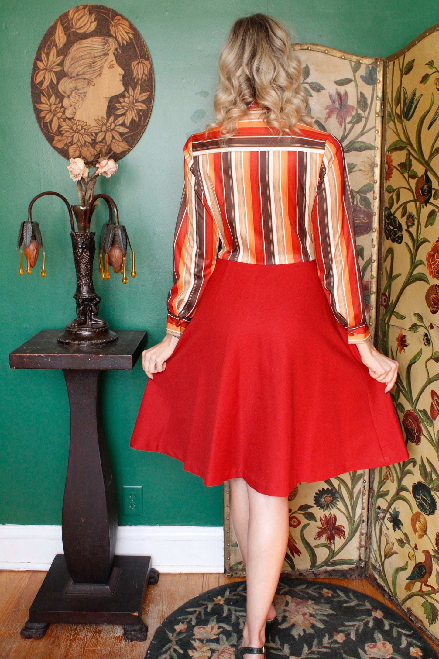 Late 1970s Striped 9 to 5 Dress