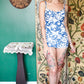 1960s Cole of Cali Blue Floral One Piece