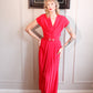 1940s Bright Pink Starburst Gown - Xsmall