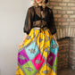 1960s silk colorful maxi skirt 