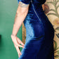 1930s Silk Velvet Sapphire Gown - Small