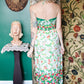 1970s Floral Cotton Halter Maxi Dress