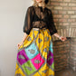1960s silk colorful maxi skirt