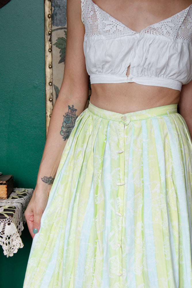 1950s Seascape Cotton Skirt