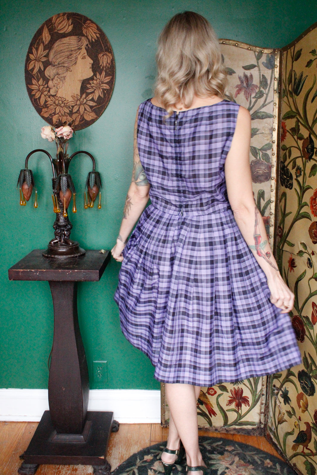 Late 1950s Plaid Jerry Gilden Dress & Bolero 