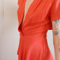 1940s Coral Rayon Crepe Draped Gown - Medium