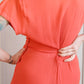 1940s Coral Rayon Crepe Draped Gown - Medium