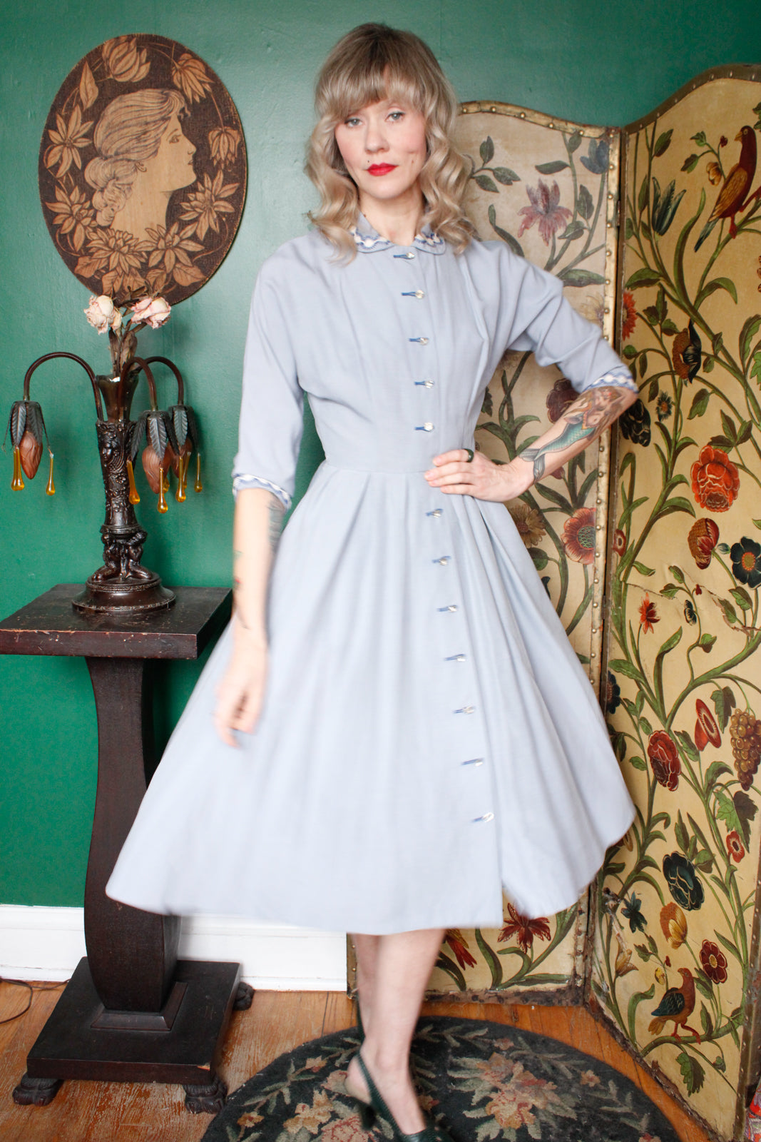 1950s Icy Blue January Dress - Xsmall