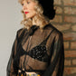 1970s Sheer Rhinestone Cropped blouse