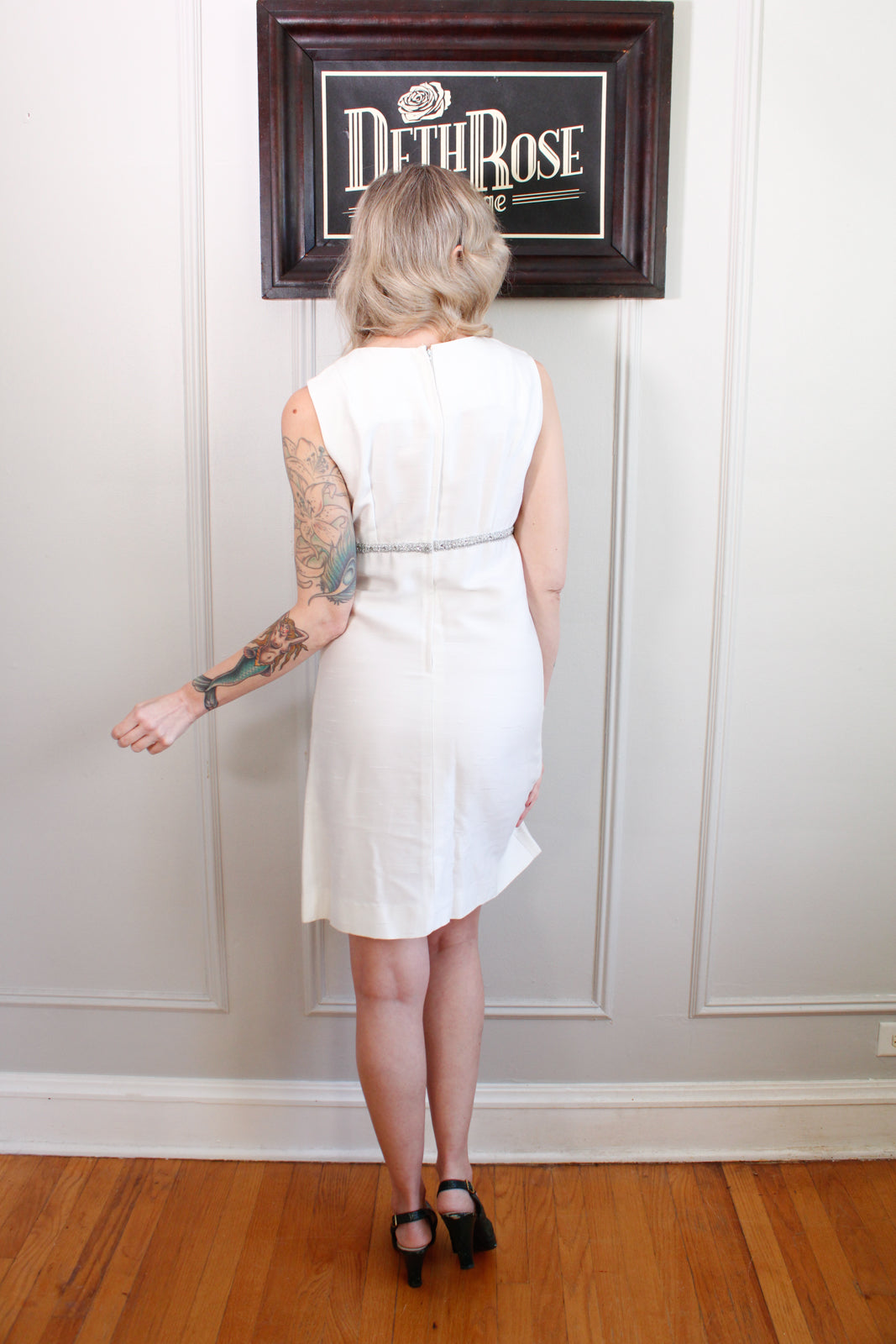 White sheath shop dress with jacket