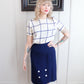 1950s Linen Button Pencil Skirt - Xsmall