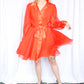 1960s Chiffon Elinor Gay Tangerine Dress - Medium 