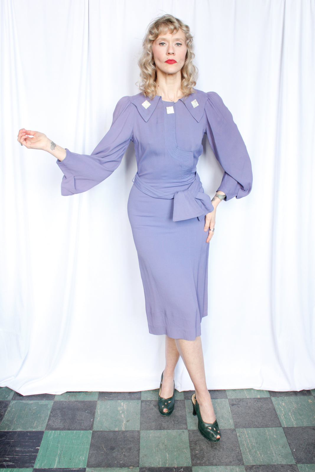1930s Lovely Lavender Rayon Dress - Small
