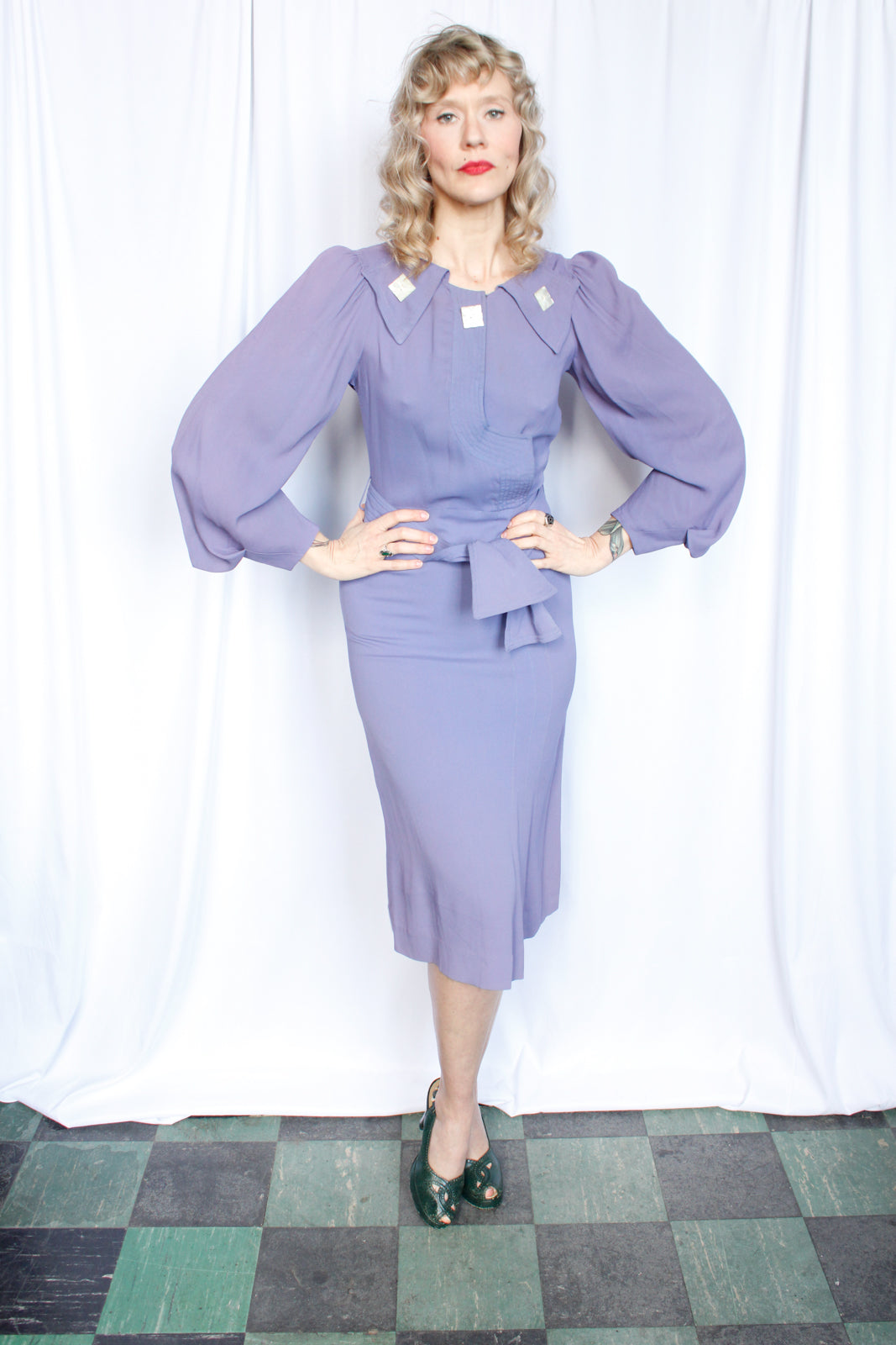 1930s Lovely Lavender Rayon Dress - Small