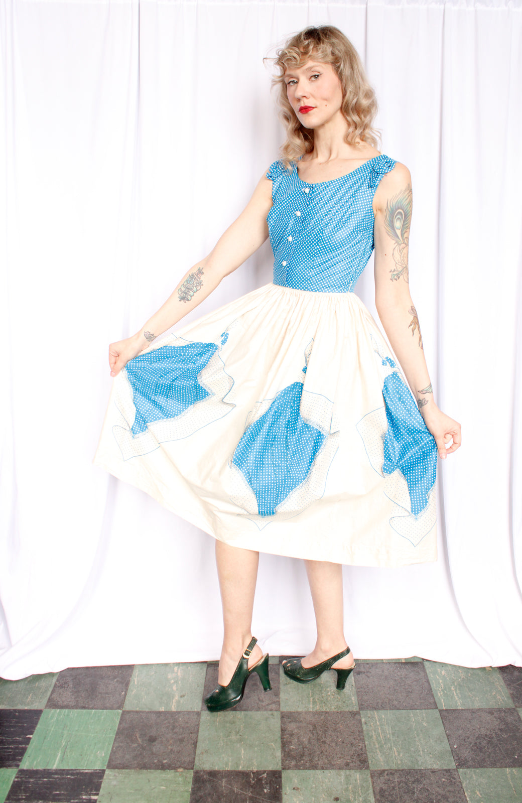1950s Vicky Vaughn Scarf Print Dress - Small