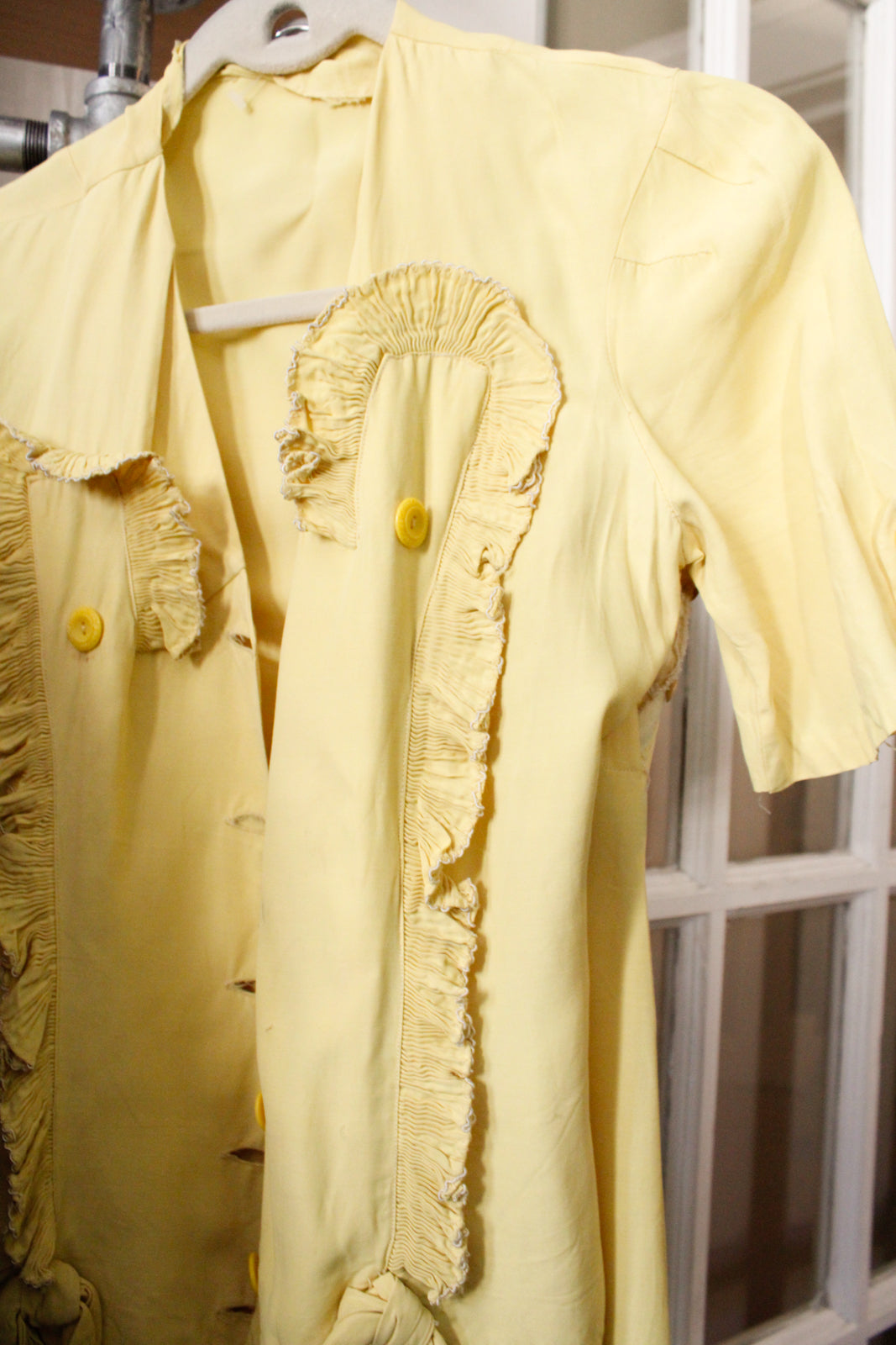 1930s Bright Yellow Rayon Spring Suit - Small