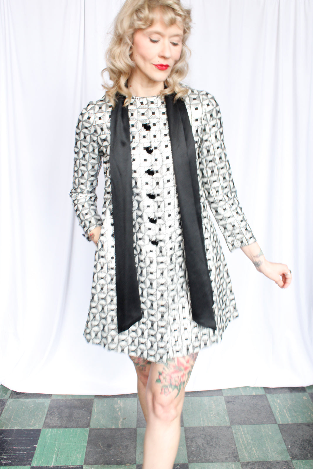 1960s Space Diamond Mini Dress - Xs/S