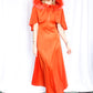 1970s Tangerine Jersey Dress with Marabou Hooded Caplet - Small