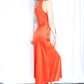1970s Tangerine Jersey Dress with Marabou Hooded Caplet - Small