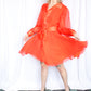 1960s Chiffon Elinor Gay Tangerine Dress - Medium 