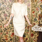 1950s Ivory Rose Mardi Gras Silk Dress & Jacket - Small