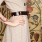 1950s Carol Brent Stripe Textured Rayon Dress - Medium