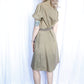 1980s Khaki Green Cotton Dress - M/L