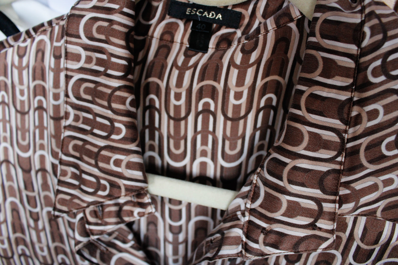 1990s Silk Escada Chain Print Blouse - Medium