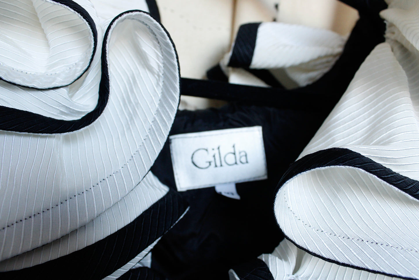1990s Gilda Black Tie Ruffle Blouse - Medium