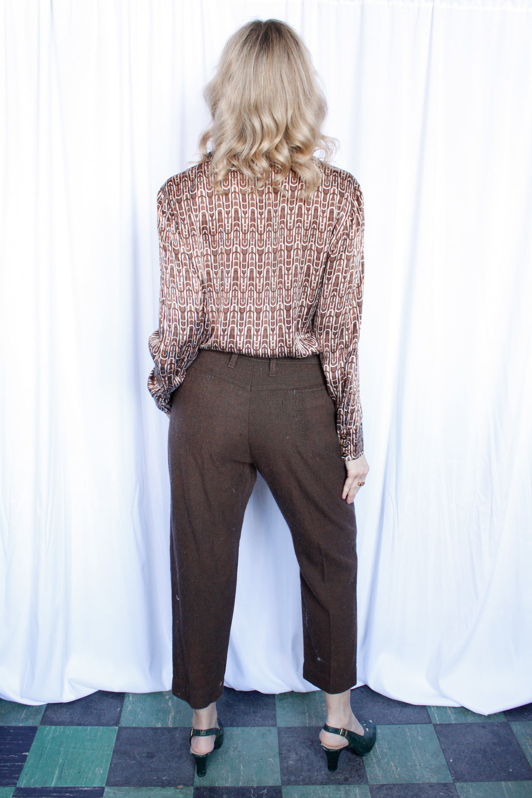 1990s Silk Escada Chain Print Blouse - Medium