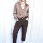 1970s Farrah Low Rise Brown Twill Pants - 34" waist