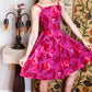 Late 1950s Bold Berry Rose Taffeta Dress