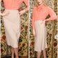 1950s Double Button Wool Linen Blend Skirt