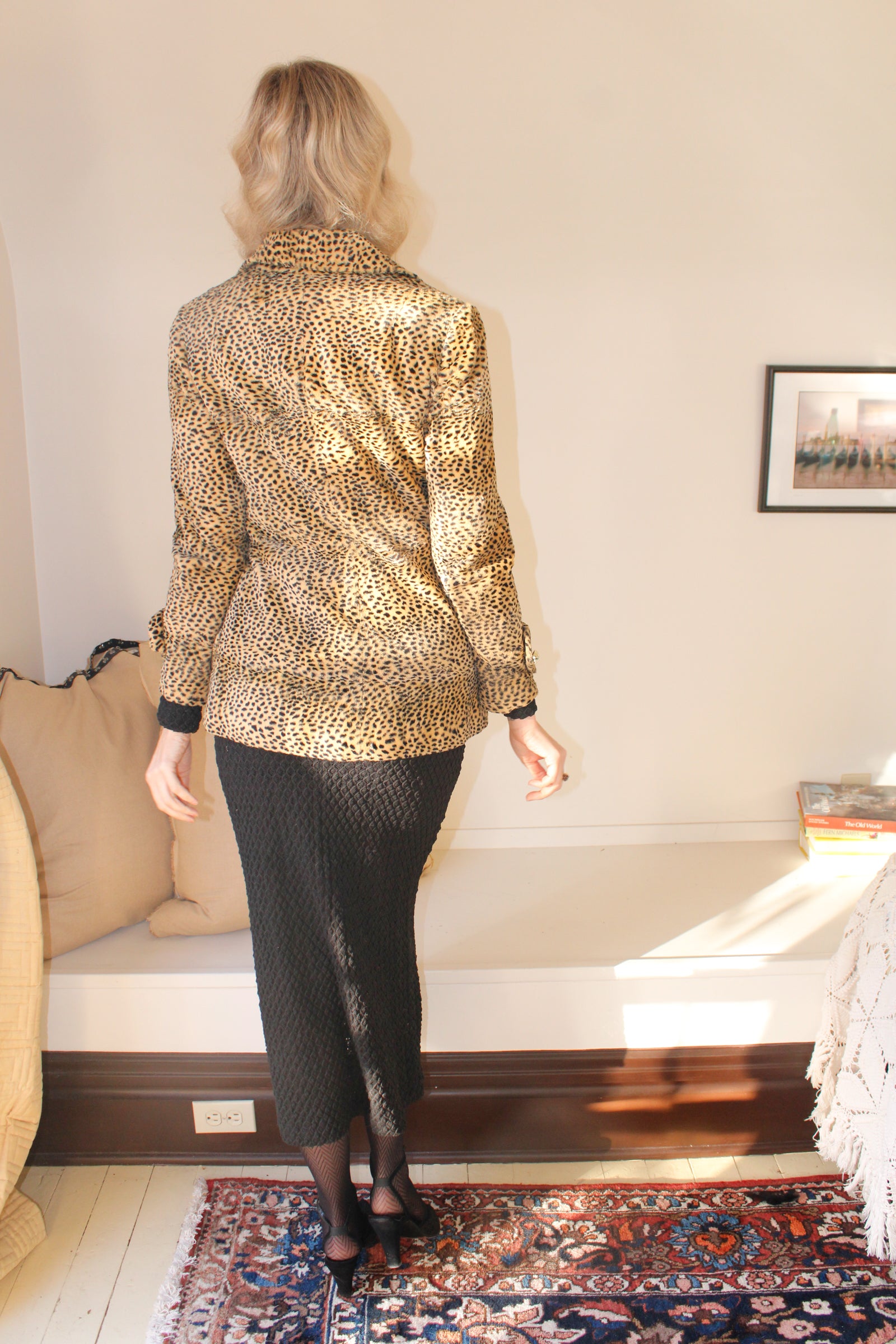1960s Faux Fur Cheetah Print Jacket -Small 